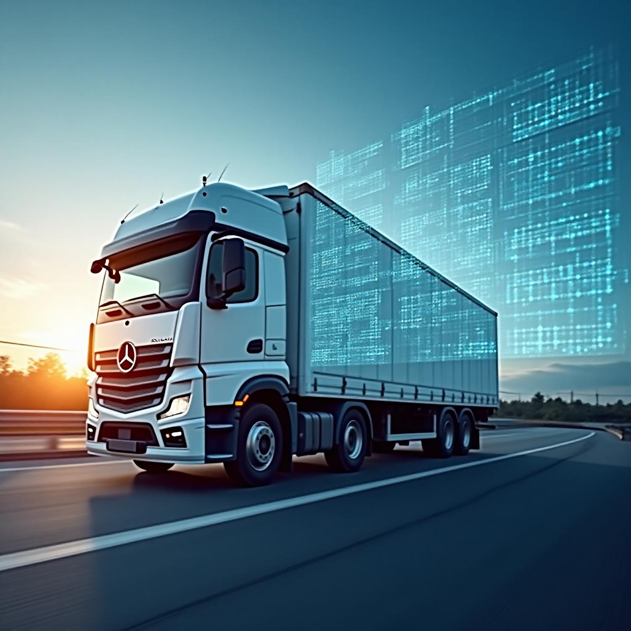 Modern logistics fleet and data dashboard
